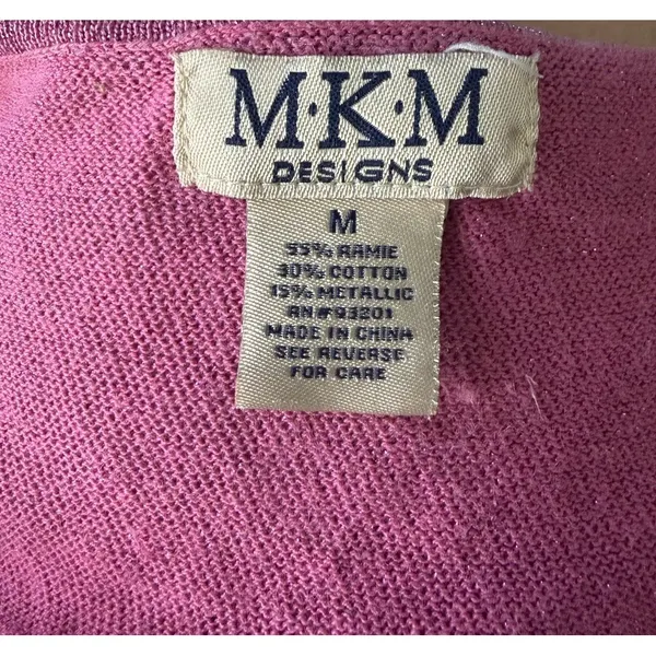 Vintage Y2K MKM Designs Pink Magenta Shimmer Long Sleeve Babydoll Top Sz Medium - Image 6