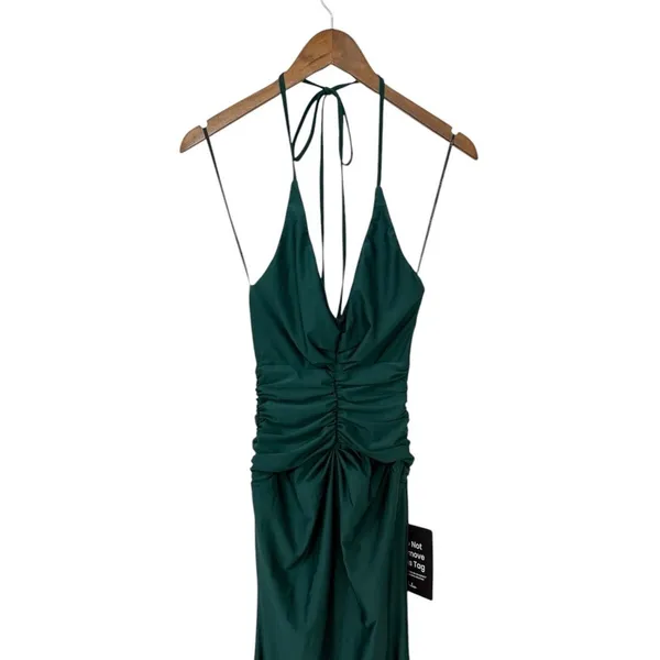 Lulus Zaniya Emerald Green Ruched Halter Maxi Dress size XXS NWT - Image 7