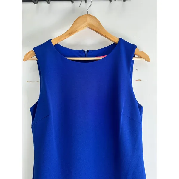 Betsey Johnson Royal Blue Ruffle Hem Sleeveless Shift Mini Dress Size 4 - Image 4