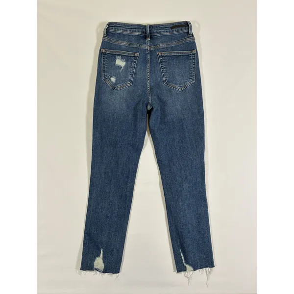 Risen Los Angeles Womens Distressed Straight Leg Jeans Medium Wash Raw Hem 5 - Image 9