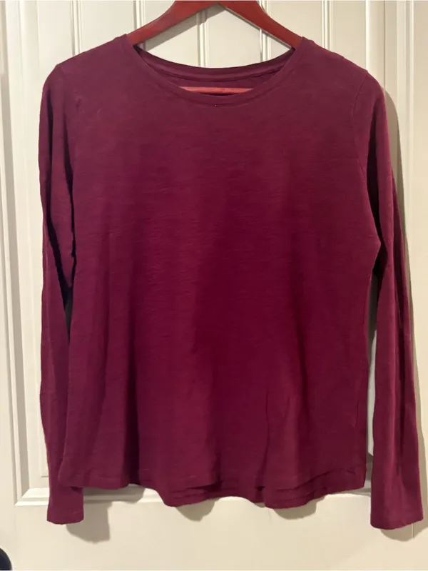 Old Navy Red/Maroon Crew Neck Long Sleeve Shirt Top - Image 2