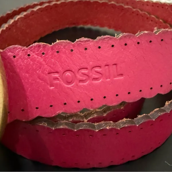 FOSSIL BT4028690 Pink Scalloped Edge Leather Belt Size S Waist 29.5”-33.5” - Image 4