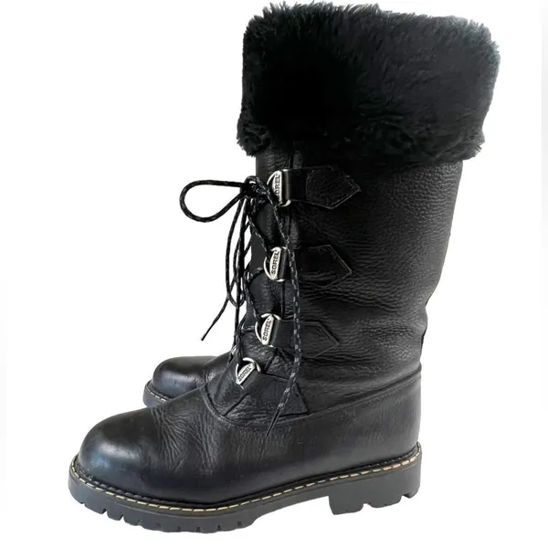 Vintage Sorel Made in Canada Leather Faux Fur Boots - Image 14