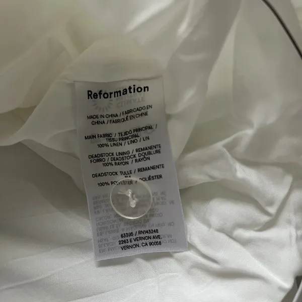 NWT Reformation Delia Linen Dress White Size 12 - Image 7