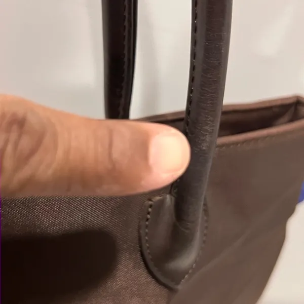 Auth BURBERRY BLUE LABEL Tote Bag Nova Check Brown Nylon Black Leather - Image 13
