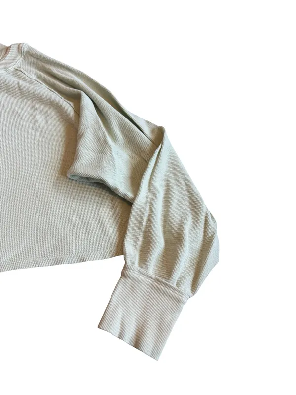 We The Free People Light Green Pullover Sweater Stretch Waffle Knit Size Medium - Image 5