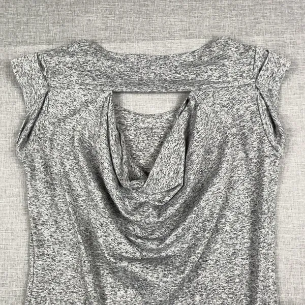 Athleta Dress Womens Small Gray Jersey Sheath Pleated Cap Sleeve Knee Length - Image 8