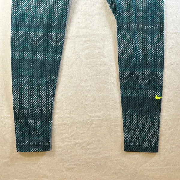 Nike‎ Pro Dri Fit Teal Geometric Print Leggings Womens Size Large - Image 3