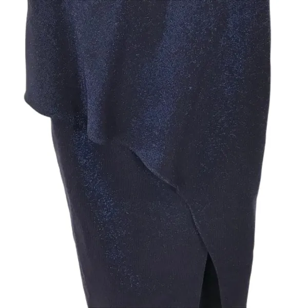 NWT Aidan Mattox Womens Size 6 Blue One Shoulder Metallic Maxi Dress Gown NEW - Image 3