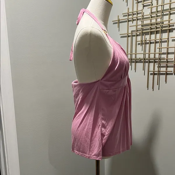 Moda International Pink Halter Top Size L - Image 3