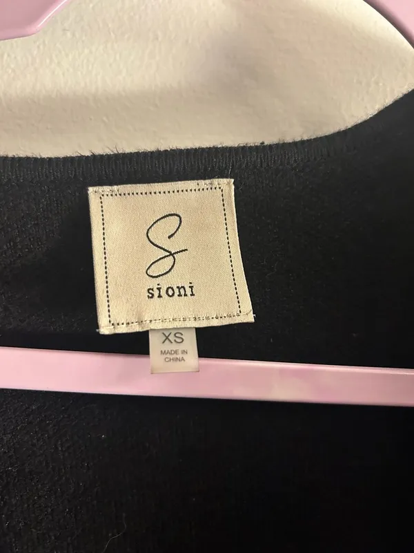 Sioni Black Crew Neck Button Up Cardigan Sweater with Patch Pockets Size XS - Image 4