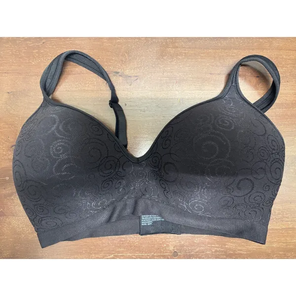Bali Size 36DD Comfort Revolution Wire-Free Lined Bra - Black Swirl Style #3463 - Image 2