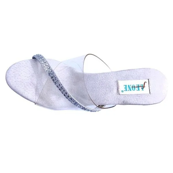 Leone Ava Lucite Platform Rhinestone Strap High Heel Sandals 6 Slip-On Pageant - Image 4