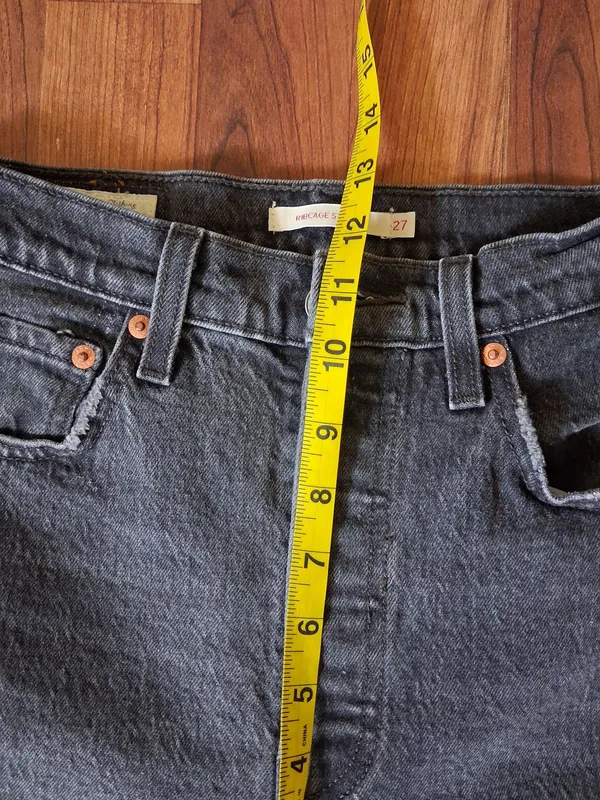 Levi's Womens Ribcage Straight-Leg Black Button Fly Jeans 27 - Image 7