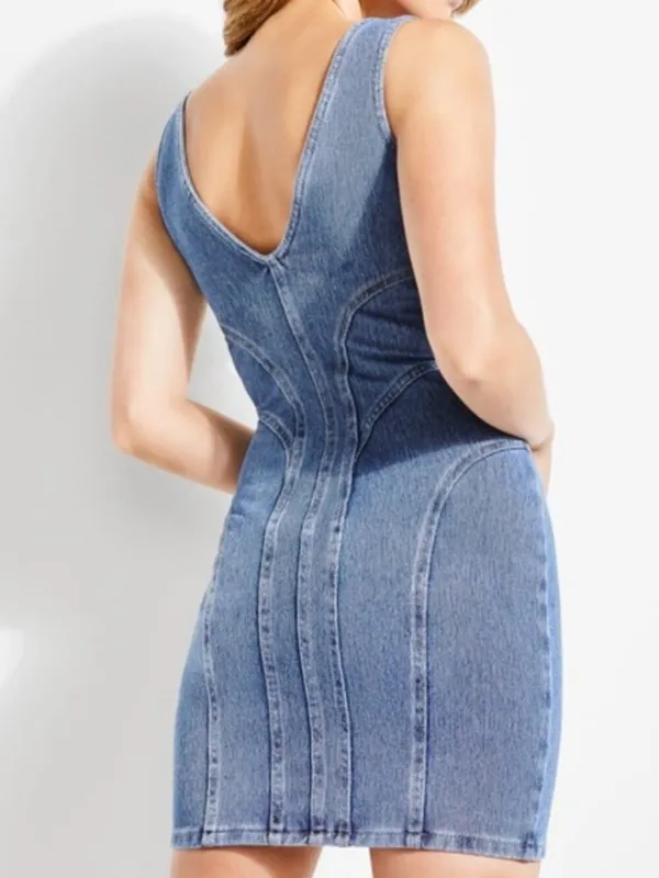 Guess Paneled Denim Bodycon Jeans Mini Dress Size XS - Image 2