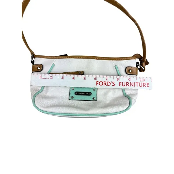 Rosetti Shoulder Bag White Tan Mint Green Vegan Leather Multi Pocket Purse - Image 5