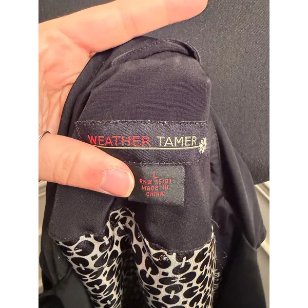Weather Tamer Black Button-Front Trench Coat Jacket w Tie Waist Silver Utility - Image 8