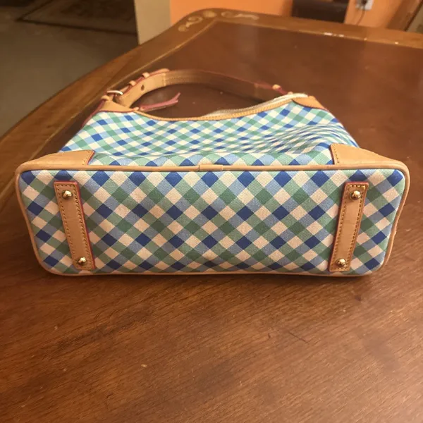 DOONEY & BOURKE Zip Satchel Green Plaid Medium Purse HandBag - Image 11
