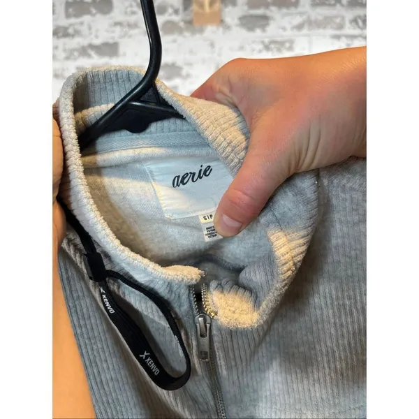 Aerie | women ribbed cropped full zip sweat shirt - Image 2