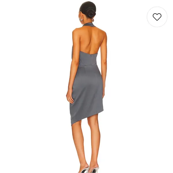 Revolve Elliatt Gray Halter Asymmetrical Special Occasion Dress - Image 3