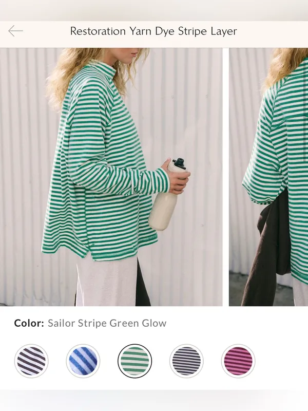 NWOT Free People FP Movement Restoration Yarn Dye Stripe Layer - Green Glow - L - Image 8