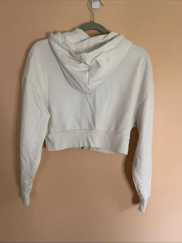 Garage White Cropped Zip Hoodie with Hood - Image 5