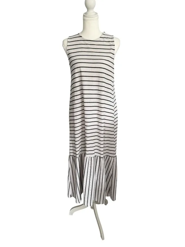 MARFINNO White Black Maxi Dress Size Medium - Image 3