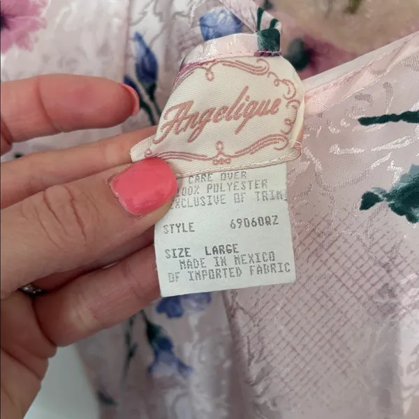 Vintage Angelique Delicate Pink Floral Lace-Trim Slip Dress - Image 4