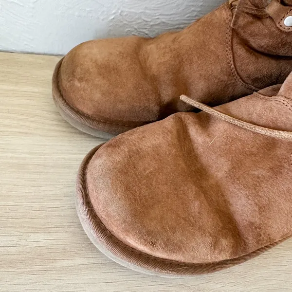 UGG | Australia Montclair Cuffed‎ Suede Sheepskin Lace-Up Boots in Chestnut - Image 9