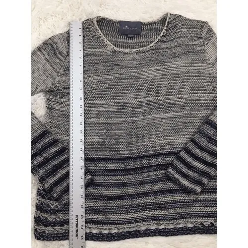 Paper Crane Urban Outfitters Grey Blue Striped Woven Long Sleeve Top Size Large - Image 6