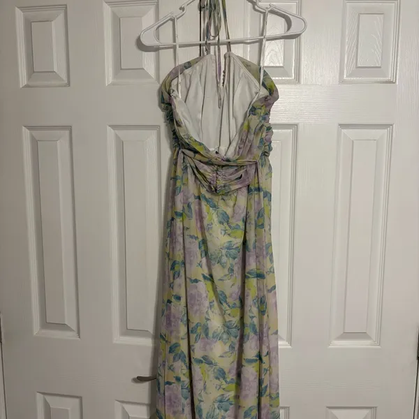 Lulu’s Effortlessly Abloom Green Multi Floral Ruched Halter Maxi Dress - Image 4
