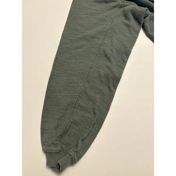 Aerie Womens Small Waffle Knit Henley Crop Top Long Sleeve Sage Green Buttons - Image 6
