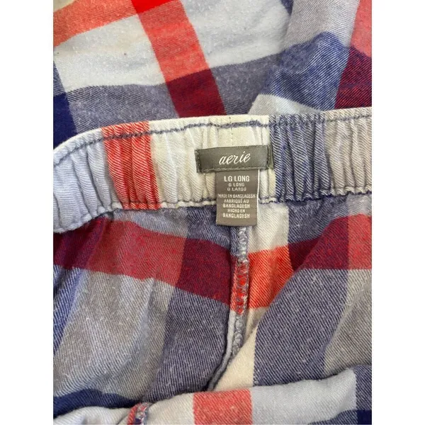 Aerie Plaid Pajama Pants Long Tall Size L Blue Red Plaid - Image 2