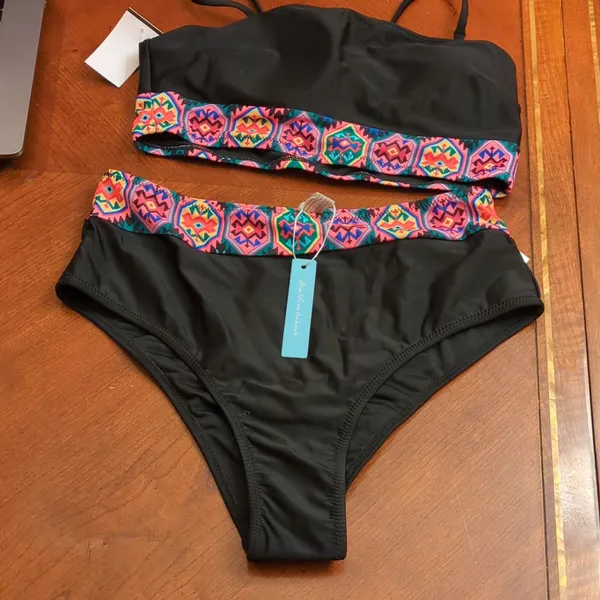 Live life on the beach size Medium bikini Set Black - Image 2