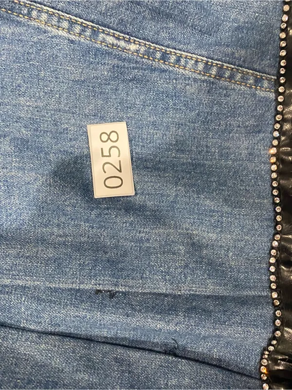 Zara Light Blue Distressed Denim Jacket with Black Fringe Detail - Image 9