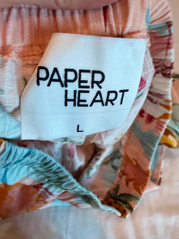 Paper Heart Tropical Fruit Print Linen Blend Pants Large Resort Beach Vacation - Image 2