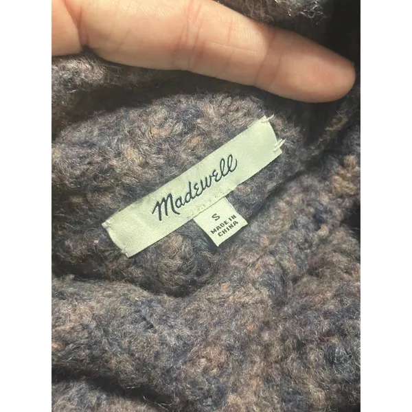 Madewell Pointelle Mockneck Pullover Sweater Brown Marled Wool MC031 Size S - Image 8