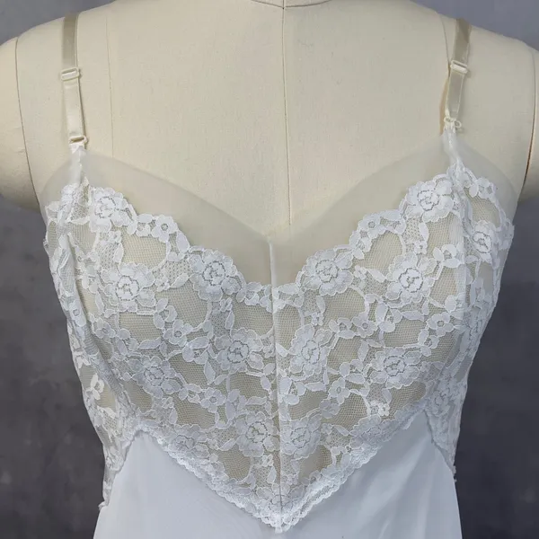 Vintage JCPenney Full Slip Dress‎ Women 36 14 Lace Trim Mini Coquette Balletcore - Image 3