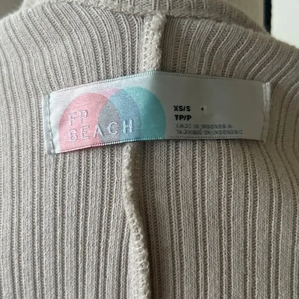 Free People Beach Stone Beige Open Rib Knit Dolman Sleeve Oversize Cardigan - Image 2