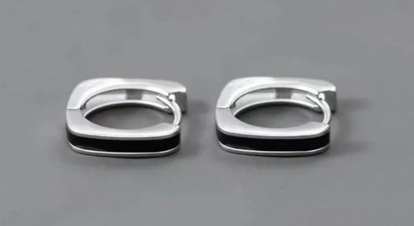 925 Silver Plated Geometry Hoop Earrings for Men Women - Image 3