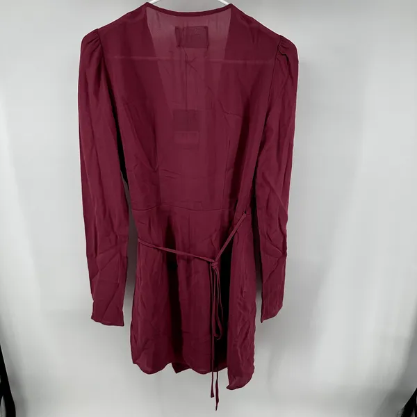 Reformation Nima Dress Wrap Mini Long Sleeve Tie Waist Cerise Pink S NWT - Image 4