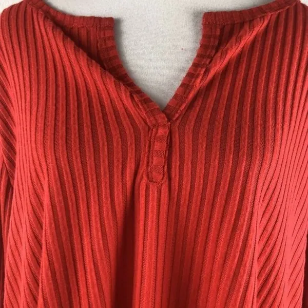 BP Rib Knit Henley Blouse Plus Size 4X Red - Image 3