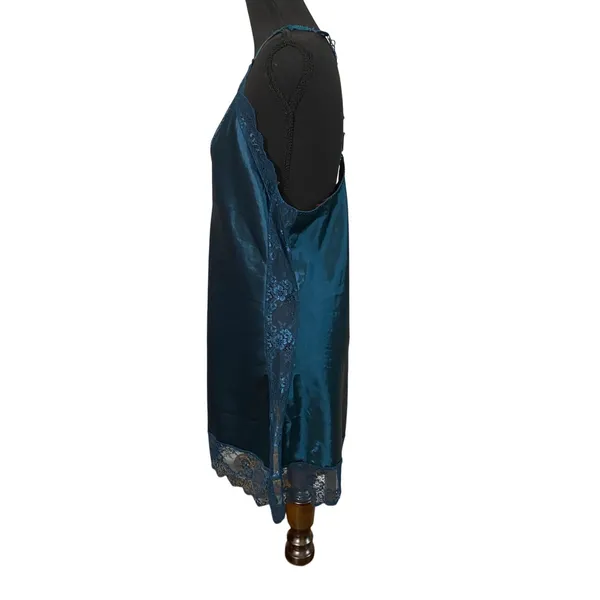 Avidlove Teal Lace Satin Slip Dress‎ Nighty Lingerie Nightgown Large Sexy Club - Image 5