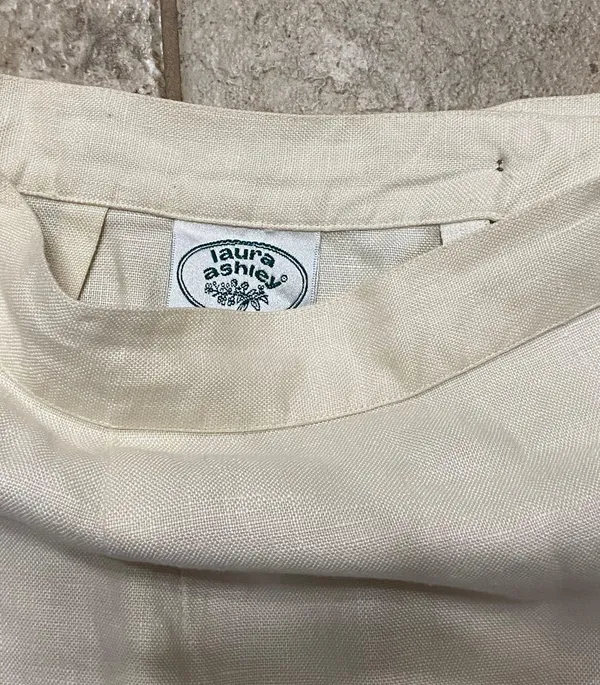 Vintage 90s White Button Down Linen Skirt 🔥 - Image 5