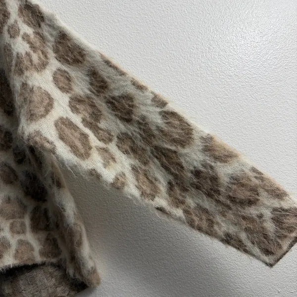 rag & bone Sweater Womens Small Tan Leopard Print Brushed Mohair Long Sleeve - Image 5