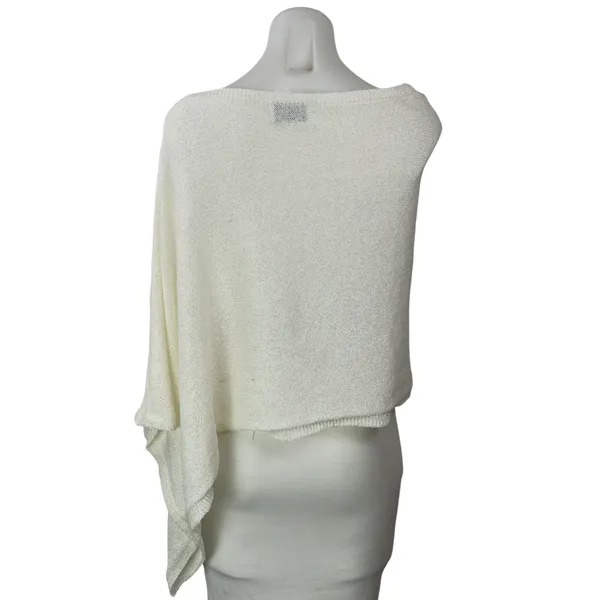 Princess Polly Rouse White Off The Shoulder Knit Flowy Poncho Wrap Cover Up S/M - Image 3