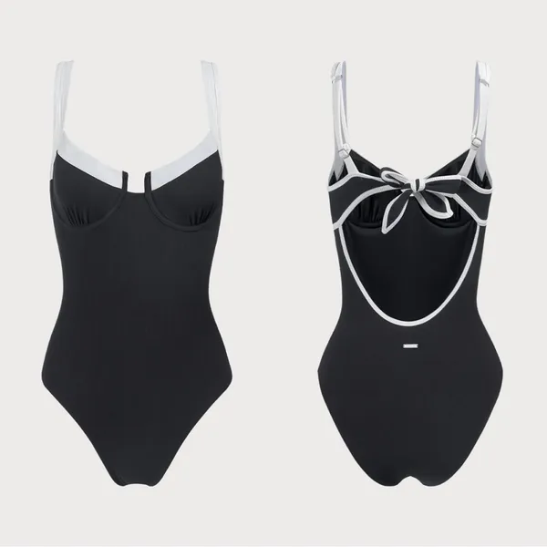 Berlook Contrast Trim Knotted One-Piece Swimsuit 06 - Image 6