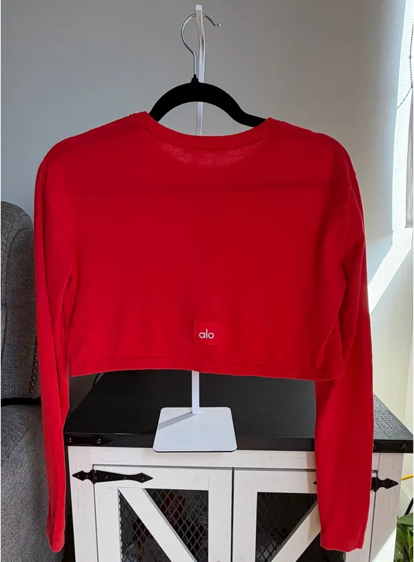 Alo Yoga Supernatural Sweater Cardigan – Bright Red – Size XS - Image 2