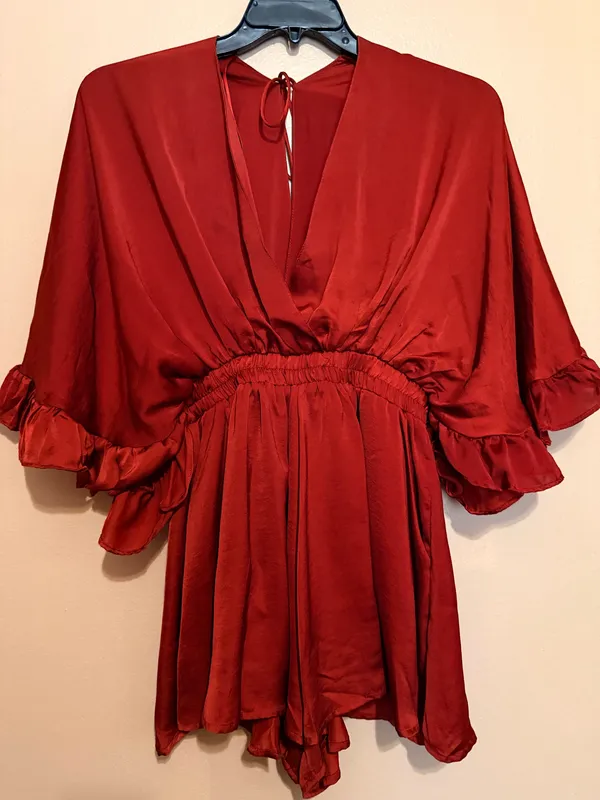 Glam Flowy Burnt Orange Romper  - Image 3