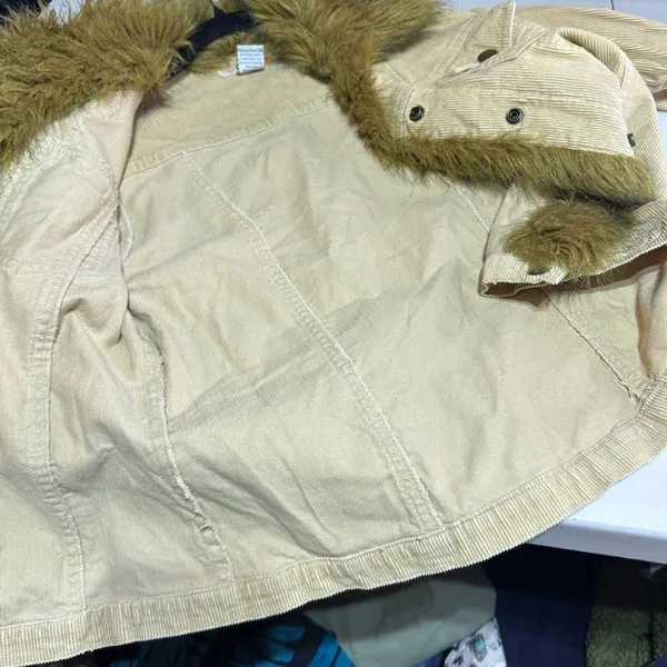 Y2K Vintage Vibe Anthropologie Tulle Brown Corduroy Faux Fur Trim Jacket Size‎ S - Image 9